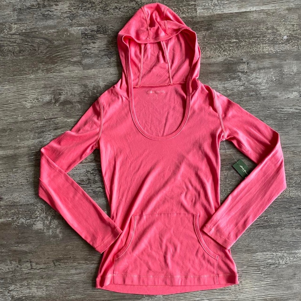 NWT Eddie Bauer Hot Pink/ Coral Hooded Sweater